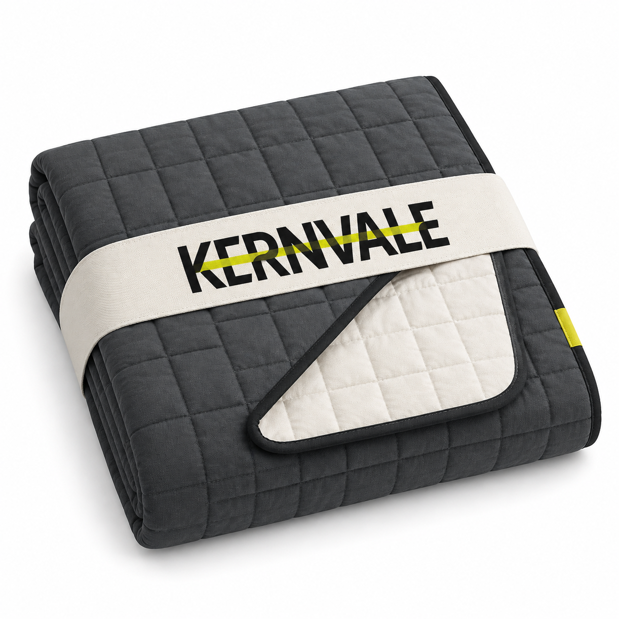 KERNVALE Grid Wende-Tagesdecke in Anthrazit und Warmweiß