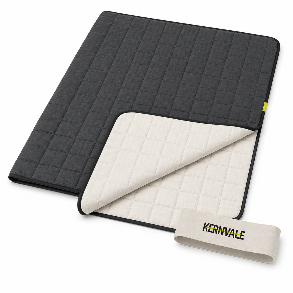 KERNVALE Grid Wende-Tagesdecke in Anthrazit und Warmweiß
